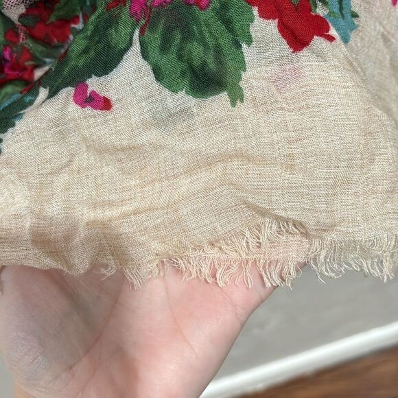 Talbots wool blend floral and plaid lightweight scarf - Picture 3 of 5